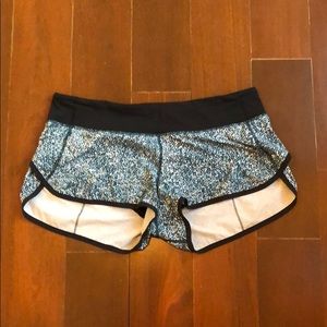 blue and white lululemon shorts